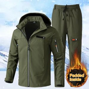 Mens Tracksuits Autumn Winter vadderad och förtjockad rusande kostym Män varma bomullskläder utomhus ridning vandringsjacka 231206