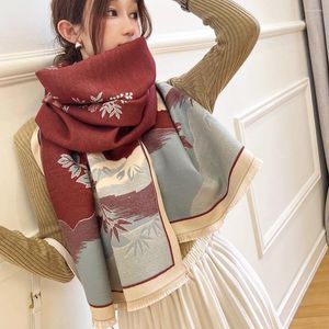 Scarves Soft Winter Warm Solid Shawl Wrap Bandana Foulard Neck Scarf Women Fashion Cashmere Hijab Female Long Thickened 2023