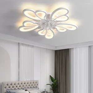 Lustres Murlamp Fan LED Lâmpada pendente moderna para sala de estar quarto estúdio regulável branco