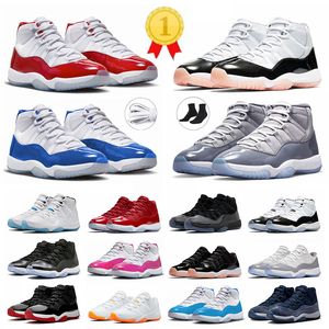 Jumpman 11 Баскетбольные кроссовки Мужчины Женщины Cherry 11s Cool Grey XI Cement Grey Pink Кепка и платье Gamma Blue Desginer Кроссовки Кроссовки Большой размер 13