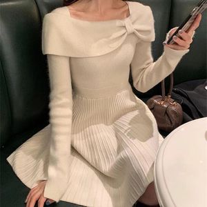 Urban Sexy Dresses Elegant Party Dress Korea Spring Winter Long Sleeve Slim Sweater Dress Women Casual Hepburn Ladies Knit Dress Female 231206