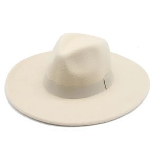 Cappelli a tesa larga Cappelli Fedora per donna 9,5 cm Abito a tesa larga Berretti da uomo Cappello in feltro Panama Chiesa Nastro da sposa Fascia da uomo Cappello Sombreros De Mujer 231205