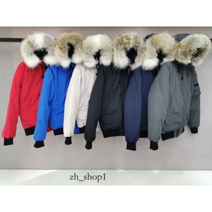 Zavetti Canada Men Men Bomber Down Jacket Real Wolf Fur Hooded Parkasレターパッチジッパーポケット暖かい濃厚なアウトウェアデザイナー女性ラフ冬27