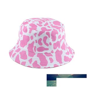 Cloches Fashion Korean Pink Cow Print Bucket Hat Women Fishing Cap Bob Chapeau Autumn Summer Factory Price Expert Design Quality Lat Dhycz