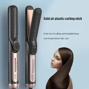 Curling Irons 2in1 curling iron with cooling air straightener curler 220 ° C dual pressure ceramic glass plate flat 231205