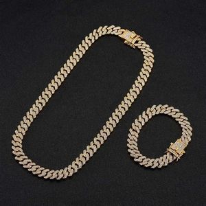 9mm Crystal Cuban Link Chain Halsband Kubansk kedja halsband kubansk kedja is303R