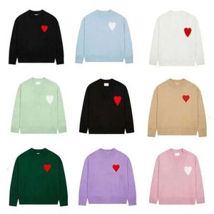 Ami Sweater Moda Paris Sweater Mens Designer Camisas De Malha Manga Longa Francês High Street Bordado Um Padrão De Coração Em Torno Do Pescoço 6888sss