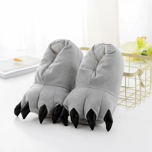 Slipper Animal Claw Boys Shoes Unicorn Slippers Kigurumi Pyjamas Onesies Winter Kids Girls Shoes Warm Thothen Gray Paw House Slippers 231206