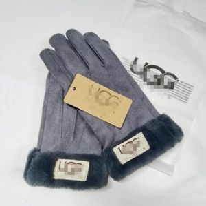 Women man winter leather gloves Plush touch screen for cycling with warm insulated sheepskin fingertip Gloves AAAAA6683