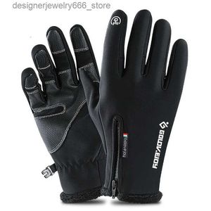 5本の指の手袋s-xxl冬のサイクリンググローブユニセックスコールドプルーフ防水綿fluffタッチスクリーンのための温かい手袋