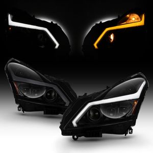 DARKEST SMOKE Neon Tube Projector Headlights For 10-13 Infiniti G37 G25 Sedan