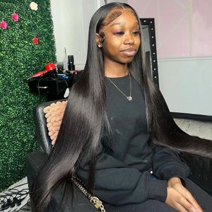 Human Chignons 13 x 4 bone straight lace front wig 30 40 inches suitable for women 13x6 Brazilian hair 360 231205