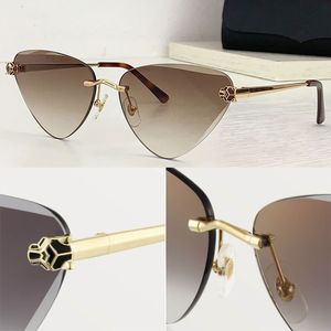 Hot Selling CT0399 Ladies Fashion Brand Designer Leopard Solglasögon Män och kvinnor Metal Frameless Casual Solglasögon CT0399