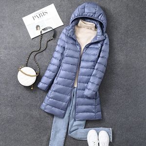 남자들은 X X Long Office Lady Hat Detachable Puffer Jackets 2023 도착 가을 겨울 흰색 오리 따뜻한 코트 231206