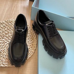 Designer Shoe Woman Monolith Black Leather Loafers Platform Moccasins Brushed Loafer Chunky Lace-Ups Heel Sneaker Lady Dress Shoes Office Dress Shoes