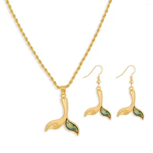 Collana orecchini set Vsy Trends gioielli hawaiani coda di balena conchiglia di abalone orecchini e ciondolo da donna