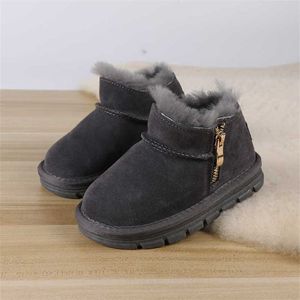 Qualität Kinder Wolle Baumwolle Schuhe Mädchen Verdickt Warme und Rutschfeste Kurze Stiefel Jungen Leder Plüsch Schnee Winter Baby Schuhe