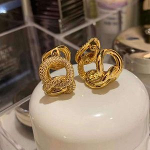 2024 Chandelier Designer Jewelry Dangle Chain Earrings Clip Rectangular Thin Earring Female Four-pointed Star Pendant Dangles Gold Diamond-encrusted