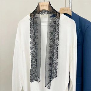 Lenços Pretos! Laço de renda atada à mão laço feminino fita decote acessórios de decoração moda all-match