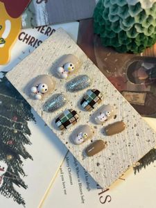 Künstliche Nägel, Weihnachtsschneemann, künstliche Nägel, niedliche Feiertagsatmosphäre, zum Aufdrücken der Nägel für Weihnachtsdekoration 231205