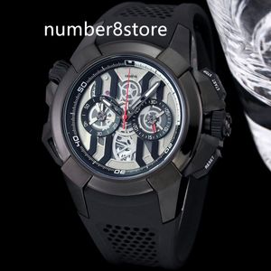 Epic X Chrono Black Mens Watch كبير الحجم 47 ملم الساعات الرياضية الفاخرة