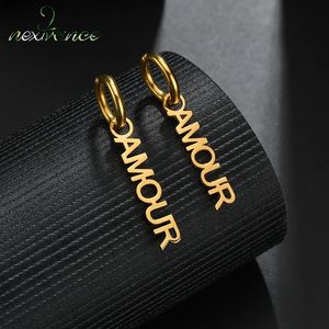 Hoop Huggie Nextvance Ear Clip Custom Letter Earrings EarNop Rostfritt stål Personligt namn Girl Earring Creative Jewelry Gift 231205