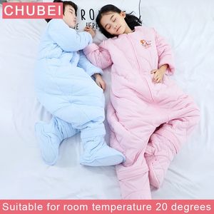 Sacchi a pelo Baby Sleeping Suit Winter Warm Cotton Bag Sacco a pelo per bambino Tuta Sacco a pelo Baby Suit Temperatura 231202