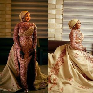 Gorgeous Plus Size Mermaid Wedding Dresses 2024 Sweetheart Lace Long Sleeve Muslim Bridal Party Gowns vestido de novia