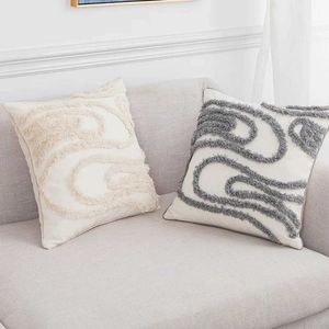 Cushion/Decorative Luxury Nordic Covers Linen Striped Jacquard Pattern Cushion for Sofa Couch Living Room Bedroom Coussin