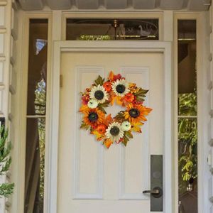 Decorative Flowers Farmhouse Garland Decor Pumpkin Maple Autumn Harvest Wreath For Home Fireplace Front Door Housewarming