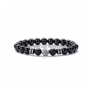 Bracciale con perline opache nere da 8 mm con perline ematite opale occhio di tigre pietra elasticità per donna uomo gioielli braccialetti con consegna di goccia Dhluw