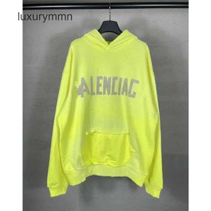 High Version Men Sweaters Sweater Loose Hooded Balencigas Hoodie Hoodies Paris Sleeved b Long Family Adhesive Tape Casual Paper Letter Printing Unisex K09O HF66