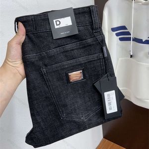 Designer de homens casuais d jacquard calças retas moda jeans pretos homens calças de moletom calças bordadas de metal leggings