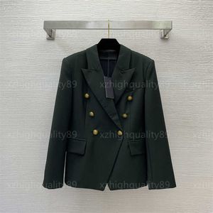 Designer Jacket Women Coats Top Blazer Lapel Fashion High End Metal Button Slim Fit Long Sleeved Suit Jacket Blackish Green Jackets Womens Coat