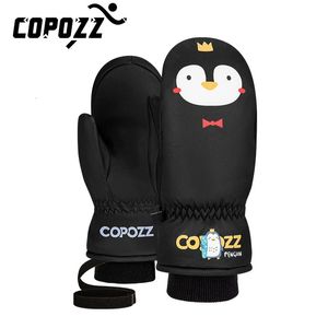 Skidhandskar Copozz Kids Ski Gloves Thinsulate Winter Keep Warm Finger Mittens Söta tecknad vinter Ultralight Snowboardhandskar Barn 231205
