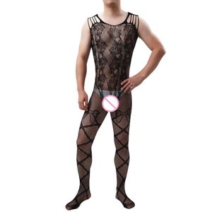 Men S Underwear Multi Suspenders Sexy Hollow Open Crotch Body Stockings Man Fishnet Bodysuits Husband Jacquard Net Clothing