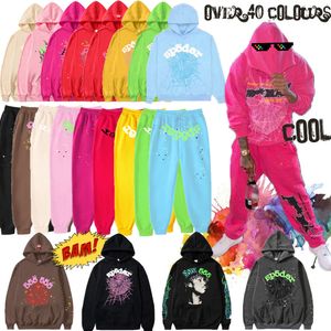 Tasarımcı Hoodie Sweatshirts Sp5der Young Thug 555555 Erkek Kadın Köpük Baskı Örümcek Web Grafik Pembe Sweatshirts Y2K Saklama Pantolon S-XL