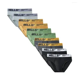 Underpants 10Pcs Men's Panties Summer Mens Briefs Underwear Male L-5XL Size Bikini Pant Boy Comfortable Sexy Slip U