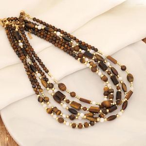 Chains Handmade Tiger Eye Stone Beaded Necklace For Women Retro Design Neck Chain Party Jewelry Gift Wholesale