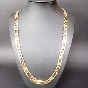 Tung 10mm 18 K gult guld G F Herrhalsbands trottoarkedja smycken256b