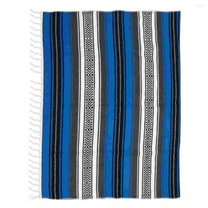 Stol täcker mexikansk falsa filt färgglad yogamatvävd 130x180 cm serape för soffa sovrum bilpicknick sommarstrand blå