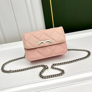 Portafoglio classico da donna Mini Portafoglio in pelle di caviale trapuntato con reticolo di diamanti Borsa a tracolla con tracolla Portamonete con patta Borsa di lusso Tendenza Pochette da sera Sacoche 18CM