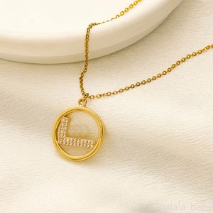 Colliers de marque de luxe avec lettres plaquées or, pendentif ras du cou en cristal, chaîne, accessoires de bijoux