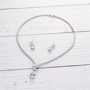 Collana orecchini set splendido completo CZ zirconi da sposa da sposa per le donne ragazza gioielli da ballo di fine anno CN10131198n