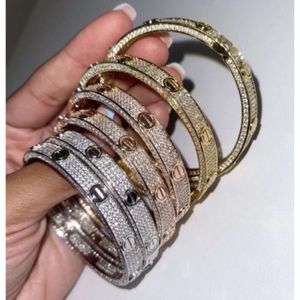 Bracciale di design Gioielli Bracciale in oro BangleSky Star Full Diamond Ottone Zircone Elettrolitico k Oro reale Hip Hop per uomo e donna