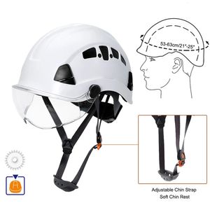登山ヘルメットセーフティヘルメットゴーグル付きコンストラクションハードハットバイザー保護作業救助キャップライディングヘルメットベントクライミングヘルメット231205