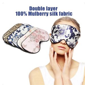 100% Silk Sleep Mask Porcelain Mönster Eyeshade Eye Cover Shading Masks Blindtboend Thicken Soft Sleeping Mask Travel Eyepatch