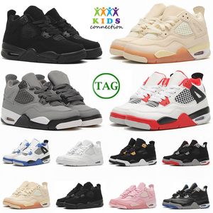 top designer aaa+ kids sneakers jumpman 4 4s kid basketball shoes plateform sail black cat university blue fire red Trainers children boys Sport eur 28-35