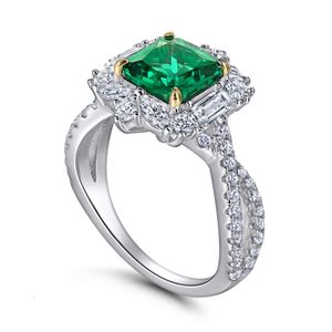 Designer-Ring, europäischer und amerikanischer grenzüberschreitender neuer S925-Ring aus reinem Silber, blumenförmig, mit hohem Kohlenstoffgehalt, Diamant-Smaragd-Ring, ovaler, farbiger Schatz für Damen