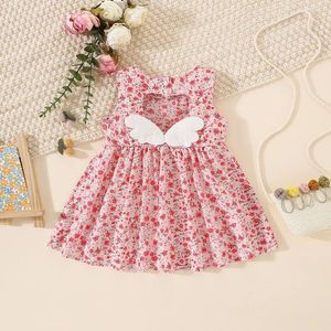 Girl Dresses Children's Floral Dress Korean Version For Girls Cute And Sweet Casual Vacation Baby With Small Wings